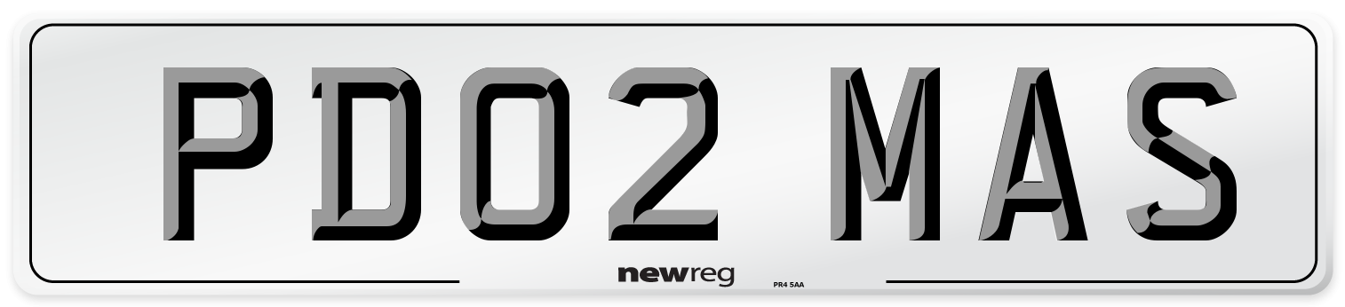 PD02 MAS Number Plate from New Reg